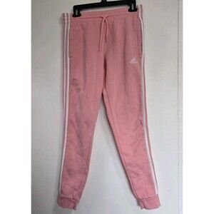 Adidas Pants Womens Sz‎ S Essentials Fleece Slim Fit Joggers Pink Gym Athletic